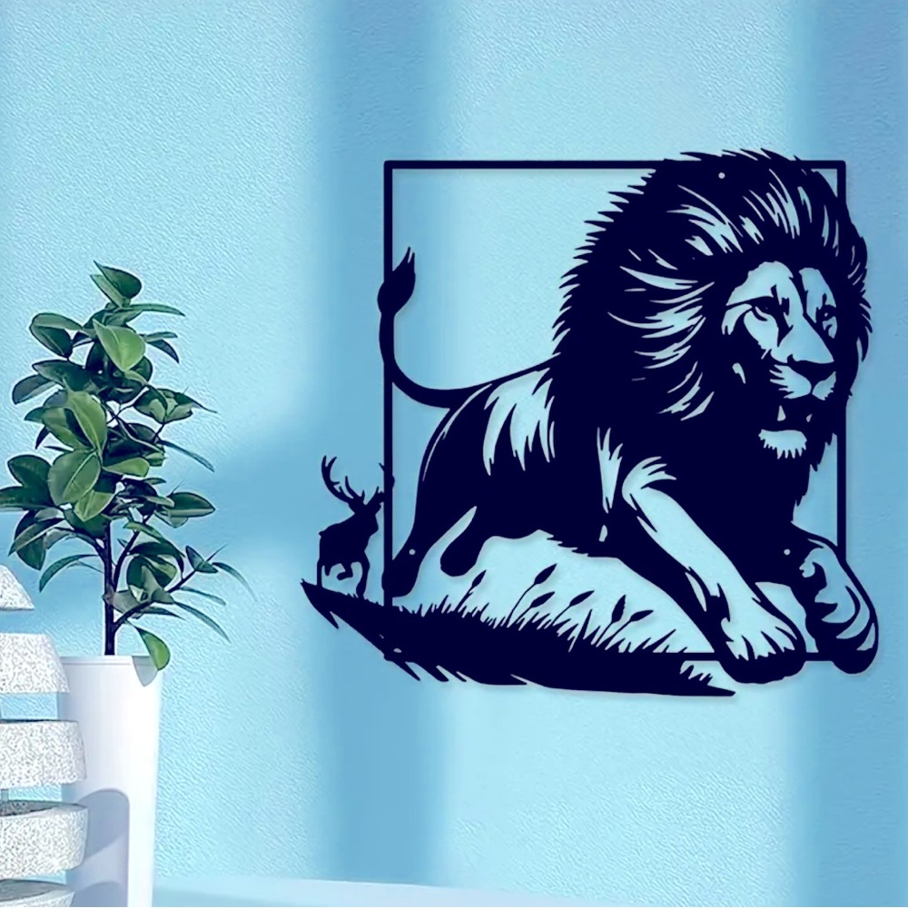 Majestic Lion Wall Art in Black